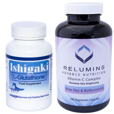Ishigaki L-Glutathione Ultra-Whitening Formula & Relumins Vitamin C MAX Capsules (Best Glutathione Supplement For Whitening)