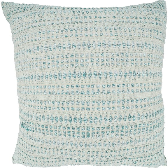SARO LIFESTYLE Woven Line Poly Filled Throw Pillow, 22"x22", Aqua