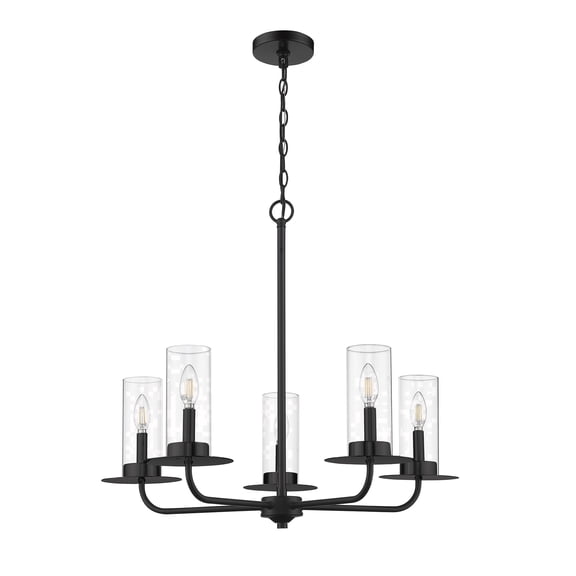 Vivio Lighting 5-Light Modern Matte Black Corded Electric Candle Stick Chandeliers