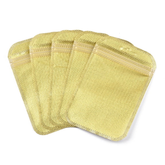 Translucent Plastic Zip Lock Bags Resealable Packaging Bags Rectangle Gold 13x8.5x0.03cm