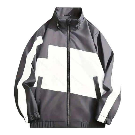 YUGYXL Casual Fashion Jackets for Men Baggy Baseball Jacket Mock Neck Coats Long Sleeve Coat Gray Jacket