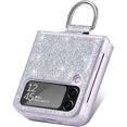 thumbnail image 3 of Case for Galaxy Z Flip 4 5G 2022 Cover,  Fashion Glitter Slim TPU Frame Back Cover Protective Phone Case for Galaxy Z Flip 4 5G 2022, with Ring, Silver, 3 of 12