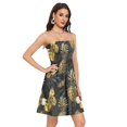 thumbnail image 2 of Dailycode Summer Dresses for Women Strapless Casual Beach Cover Ups Golden Pineapples and Butterflies Tube Top Sundress, 2 of 8