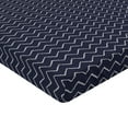 thumbnail image 2 of Ambesonne Navy Blue Fitted Sheet 2 Pcs Set, Chevron Zigzag Themes, Twin XL, Navy Blue and White, 2 of 3