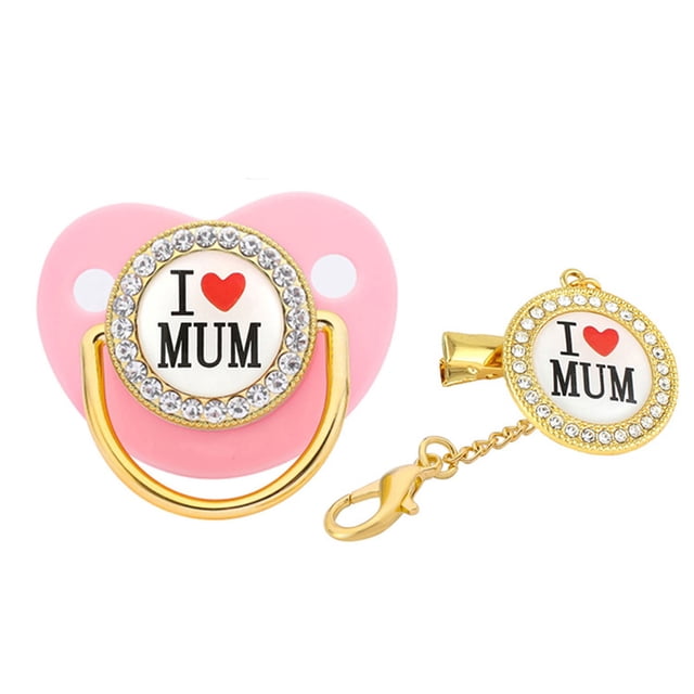 DPTALR Baby Pacifier Initial Clip Silicone Infant Nipple Bling Newborn Pacifier And Clips With Rhinestones