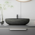 thumbnail image 6 of WinZo Bathroom Artistic Vessel Sink, 24x16x5.9 inch Oval Bowl Sink, Retro Ceramic Washbasin Above Counter, Ceramic Porcelain Bathroom Sink Bowl for Vanity, Matte black, 6 of 7