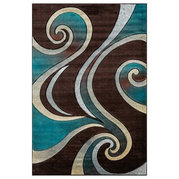 Premium Hand Carved Abstract Modern Rug Contemporary Colorful Thick Carpet Design 327 (6'6"x6'6" Round,Mocha)