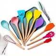 thumbnail image 3 of Kitchen Cooking Utensils Set, 12pcs Silicone Cooking Utensils Set, Wooden Handle Silicone Kitchen Gadgets Utensil Set (Colorful), Cooking Spoons for Nonstick Cookware, 3 of 9