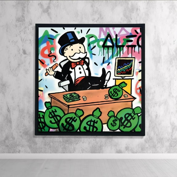 Monopoly Graffiti Wall Art, Money Bag Print, Urban Pop Art Decor, Rich Life Wall Poster, Colorful Street Art, Bedroom decor, Size 8x12 UNFFRAMED F03.1.8l1633