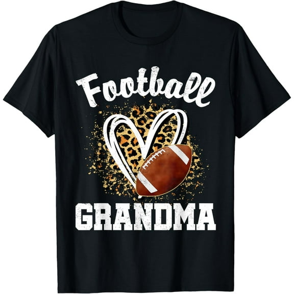 Playful Comfort Tee - Football Grandma Leopard Heart T-Shirt