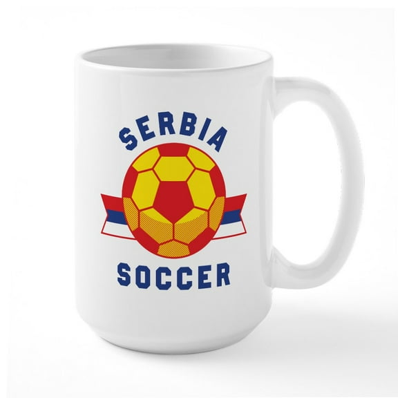 CafePress - Serbia Soccer Mugs - 15 oz Ceramic Large White Novelty Mug