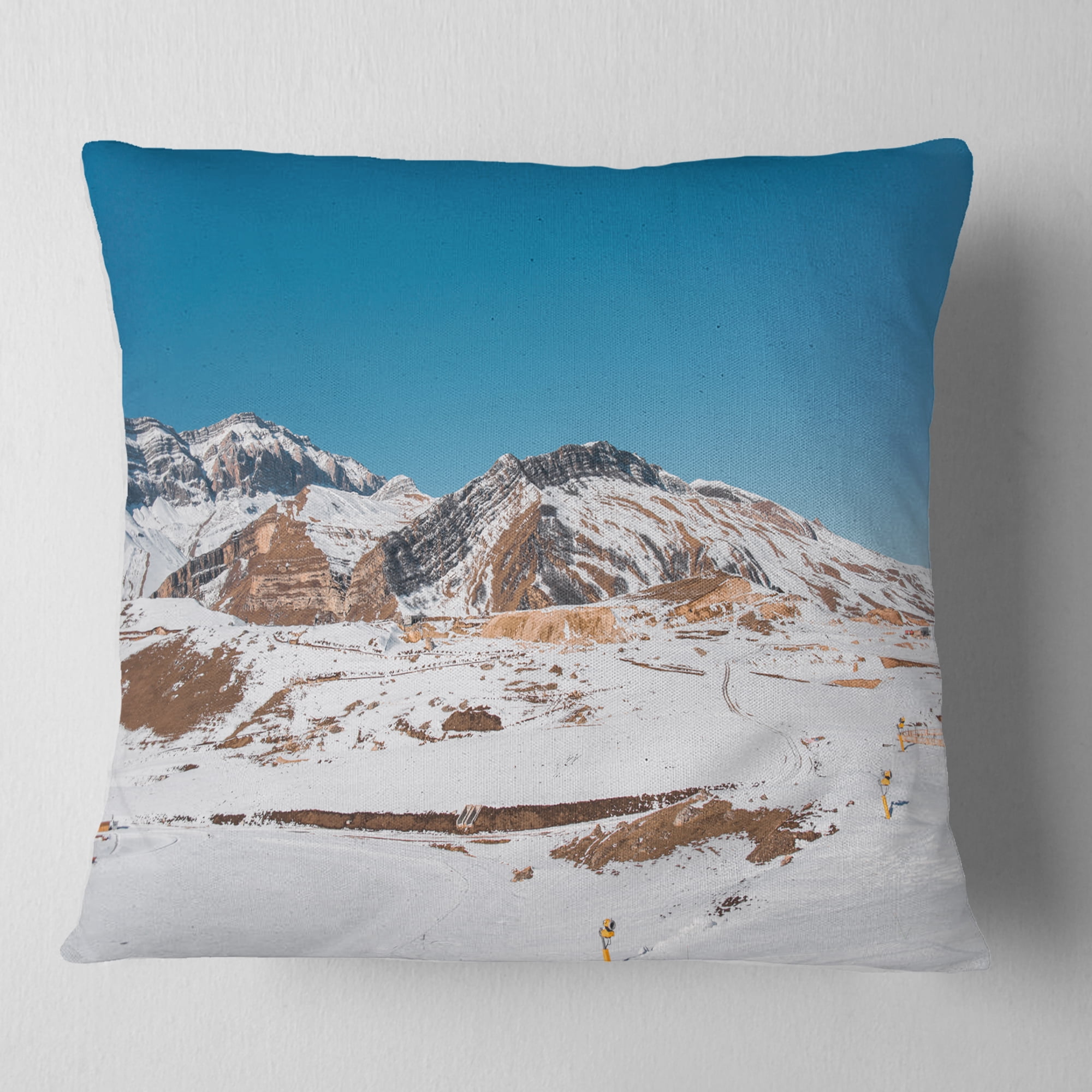 Designart Winter Mountains in Azerbaijan - Landscape Photography Throw Pillow - 18x18