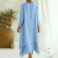 thumbnail image 6 of Guieoi Womens Dresses Fall Plus Size Casual Long-Sleeve Round-Neck Dress with Layered Hem and Pockets Blue XXL, 6 of 8
