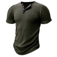 thumbnail image 4 of Men's Henley Shirt Short Sleeve Vertical Ribbed Textured T-Shirt 4 Button Placket Regular Fit Casual Summer Tops for Daily Wear,3XL, 4 of 5