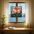 thumbnail image 6 of Peony Flower Stained Glass Panels, Square Shaped Window Hangings, Tiffany Glass Traditional Art Crafts for Home Decor Gifts 132OR5, 6 of 6