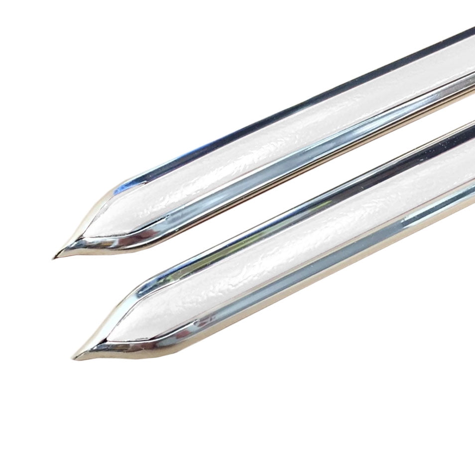 7/8" Wide Vintage Style Body Trim Molding - White & Chrome Finish (Made In USA)