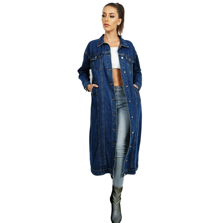 WSPLYSPJY Women Long Denim Jacket Jean Jacket Trench Coat WSPLYSPJY Women Long Denim Jacket Jean Jacket Trench Coat