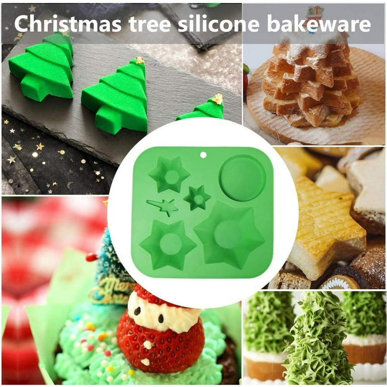 COMFEELING Christmas Tree Cake Pan Silicone Mold 12-Cavity Non-Stick for Muffin Bakeware Cupcake Baking Pan