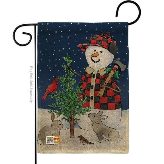 Breeze Decor BD-WT-G-114211-IP-DB-D-US18-WA 13 x 18.5 in. Lumberjack Snowmen Burlap Winter Wonderland Impressions Decorative Vertical Double Sided Garden Flag