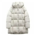 thumbnail image 4 of Breezora Women Hooded Longline Puffer Coat Casual Loose Fit Warm Winter Jacket Lightweight Comfortable L Size Beige, 4 of 4