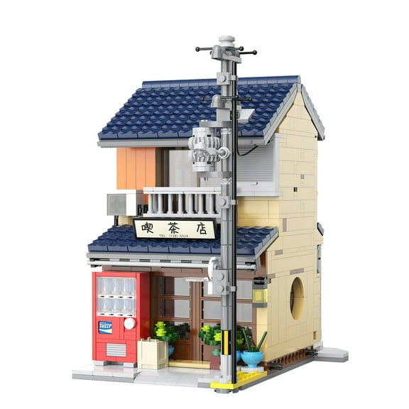 HI-Reeke House Building Block Set Japanese Street Tea House Building Kit Gift for Adult Multi Color