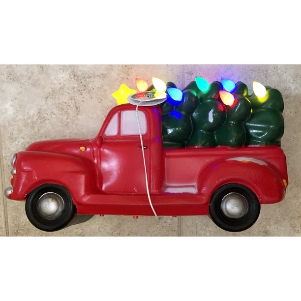 Red Truck with Tree Lighted 20 In. Blow Mold Light Up LED Christmas