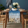 thumbnail image 2 of Blue Starfish Table Runner - 36 Inch Long, Kitchen Dining Table Runner Dresser Scarves, Coastal Coral Ocean Ombre Brown Wooden Farmhouse Decor for Coffee Tables Wedding Party Banquet, 2 of 8