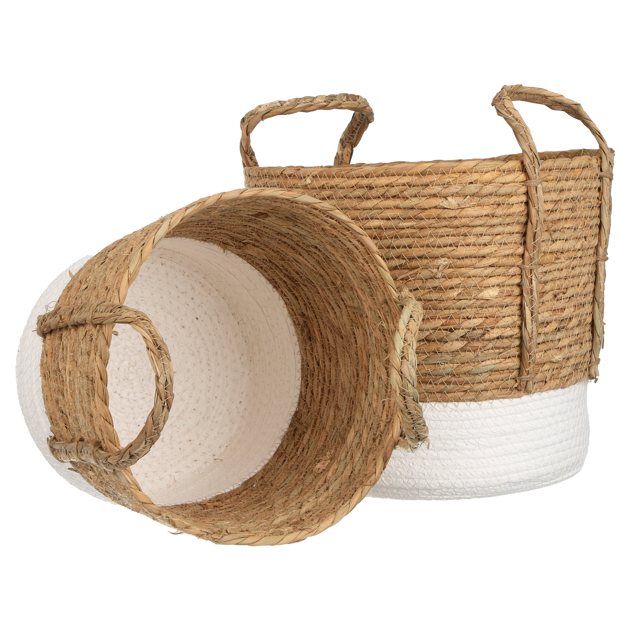 Mainstays Seagrass & Paper Rope Baskets, Set of 2, Small and Medium, Storage