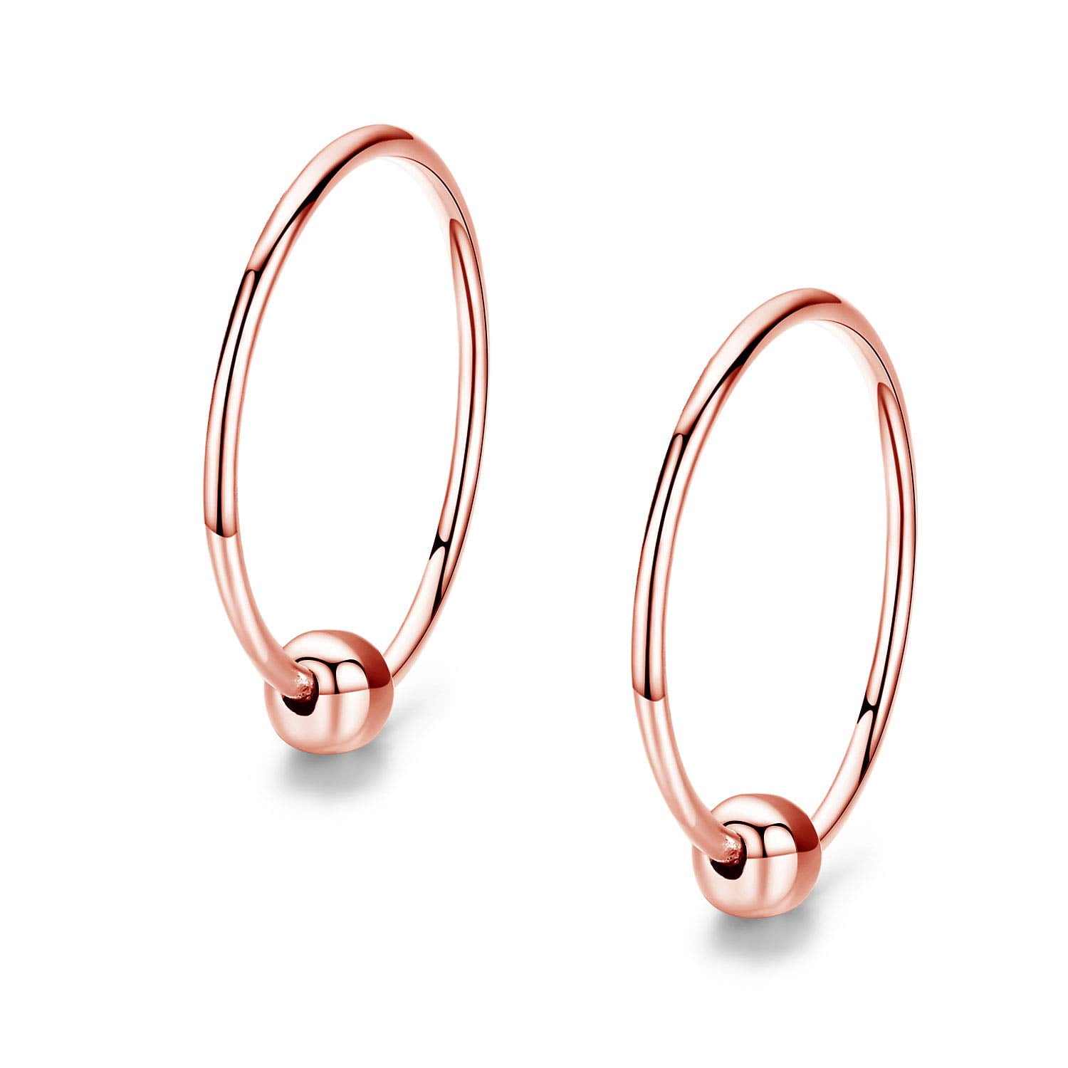 Coachuhhar Small Hoop Earrings Set 925 Sterling Silver Cartilage Earrings Hypoallergenic Mini Tiny Small Hoops Earrings Piercing Helix Endless Ball Bead Nose Ring Sleeper Earrings for Women