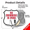 thumbnail image 2 of No Swimming In The Pond (5 Pack) 4 inch X 4 inch Shield Shaped Heavy Duty 3.2 mil Vinyl Decals Weather Resistant Made in the USA, 2 of 5