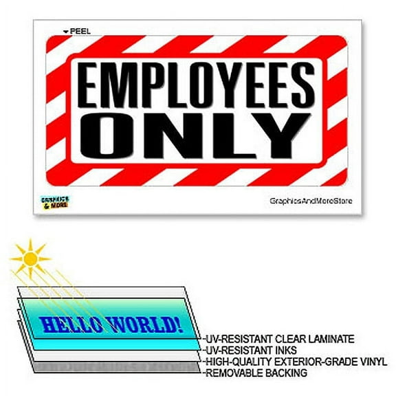 Employees Only - 12 in x 6 in - Laminated Sign Alert Warning Business Sticker