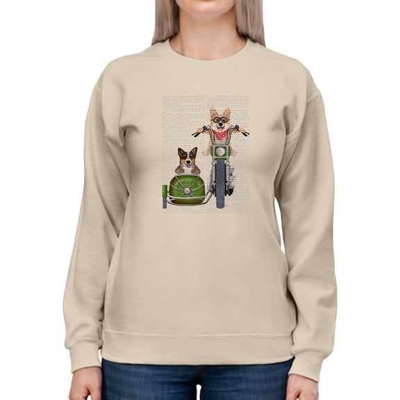 Corgi Chopper And Sidecar Sweatshirt Women -Fab Funky Designs, Female 4X-Large