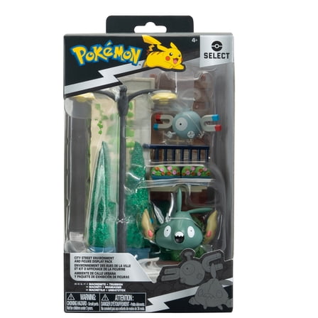 Pokemon City Street Environment - 6 inch Multi-Level Display Set with Two 2 inch Battle Figures