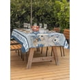 thumbnail image 3 of Outdoor Tablecloth with Umbrella Hole for Patio/Picnic/Party/Camping, Navy Blue Starfish Coastal Waterproof Table Cloth Rectangle Table Cover Washable, Beach Coral Botanical Nautical (60"x 84"), 3 of 8