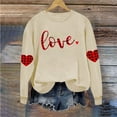 thumbnail image 5 of TKYCMSUAKI Valentine's Day Oversized Sweatshirts for Women Plaid Love Heart Print Shirts Long Sleeve Round Neck Sweatshirt Loose fit Tunic Tops, 5 of 7