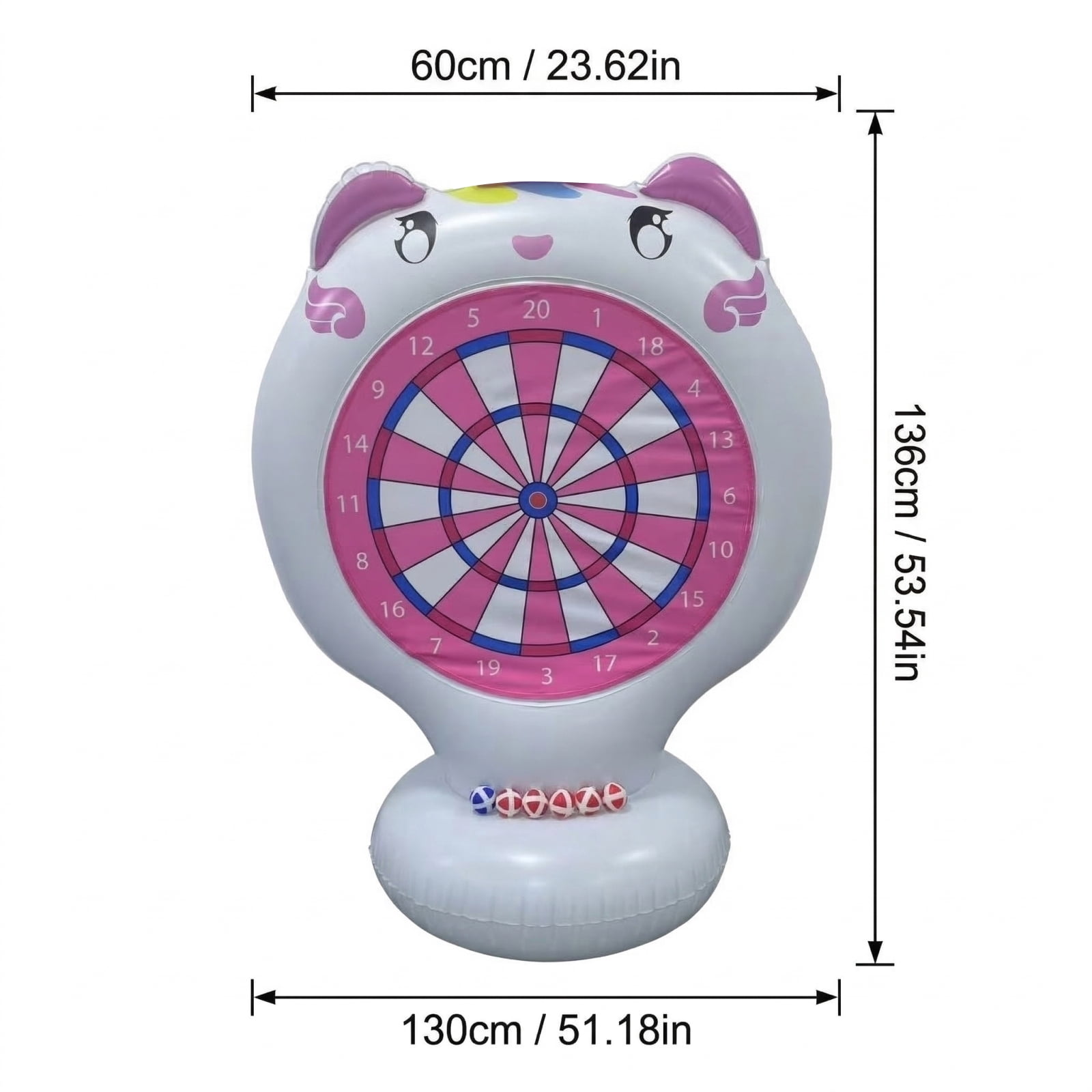 Inflatable Target Throwing Game , Outdoor Lawn Games with Football Dart Board, Summer Backyard Party Fun Toys for Family Activities Pink