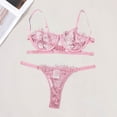thumbnail image 2 of JSGEK Women Lace Trim Deep V Neck Chemise Dress Flared Silhouette Adjustable Spaghetti Straps Lingerie Set Pink S, 2 of 5