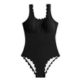 thumbnail image 7 of VISALY Womens Two Piece Ribbed Tankini Swimsuits Scalloped Tankini Tops with Bottoms Tummy Control Bathing Suits Strappy Square Neck Bathing Suits Modest Beach Summer 2026 Swim Suits Black L, 7 of 7