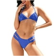 thumbnail image 2 of Traje de baño para mujer, traje de baño de dos piezas con tirantes de cuello y abertura en tres puntos, trajes de baño para mujer, conjuntos de bikini para mujer, trajes de baño de bikini para mujer, 2 of 5