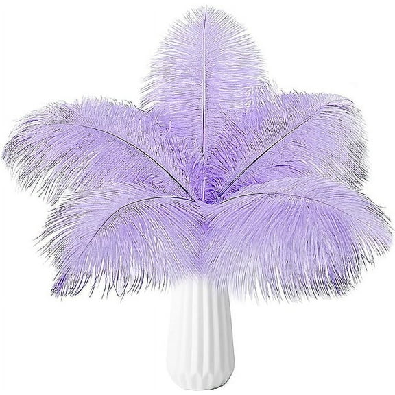 Zhuge 24pcs Lavender Ostrich Feathers Natural Bulk 10-12Inch 25cm-30cm for Wedding Party Centerpieces Easter Gatsby and Home Decorate Ostrich Feathers