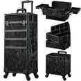 thumbnail image 2 of 4 in 1 Professional Makeup Train Case Extra Large Trolley Rolling Makeup Case Travel Nail Organizer Salon Barber Storage, Alpine Black, 2 of 8