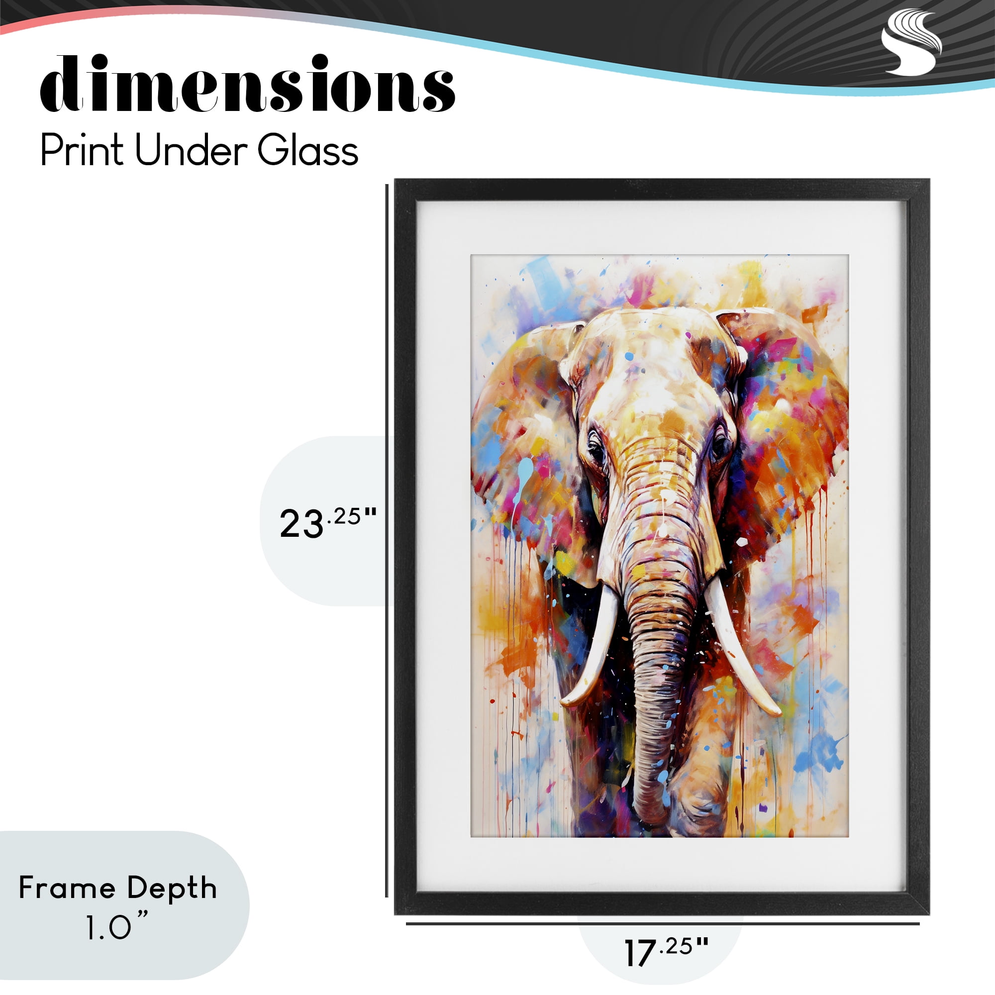 Stupell Industries Wild Elephant Bull Black Framed Print Under Glass, design by Ray Powers