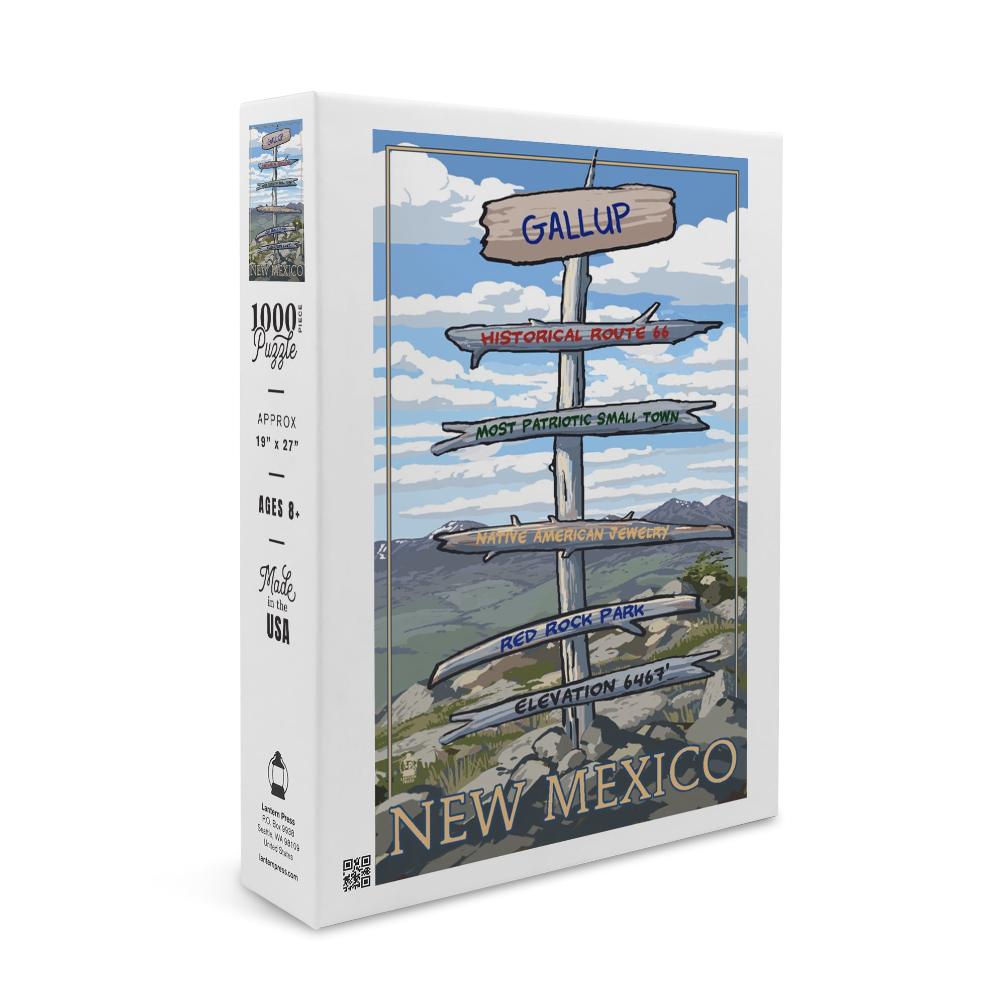 Gallup, New Mexico, Destination Signpost (1000 Piece Puzzle, Size 19x27, Challenging Jigsaw