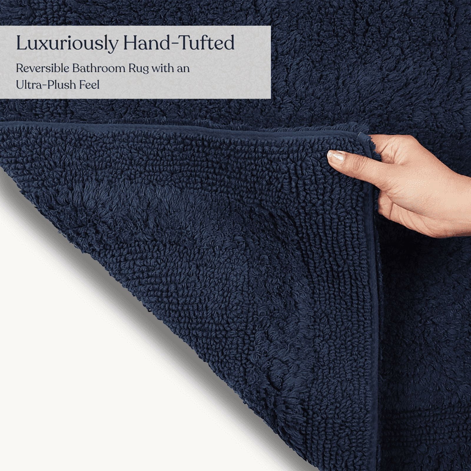Delara Organic Cotton Reversible Bath Mat – 3000 GSM, GOTS Certified, Ultra-Thick & Super Absorbent | Soft, Plush & Quick-Drying Bathroom Rug