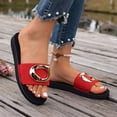 thumbnail image 4 of Rokment Women's Metallic Silver Buckles Platform Memory Foam Slippers for Indoor Outdoor Fashion Casual Cloud Comfortable Arch Support Walking Slip on Slides Beach Sandals Red Size 6, 4 of 7