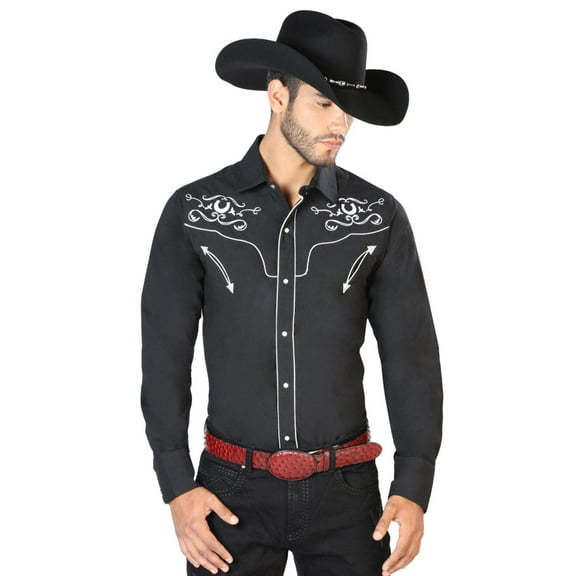 El General Embroidery Western Shirt Black/White 42945