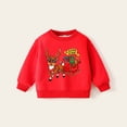 thumbnail image 5 of Girls Sweatshirt Kids Festive Fleece Crew Neck Long Sleeve Pullover Sweatshirt Hoodless Top Red 4-5 Years, 5 of 5