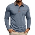 thumbnail image 3 of Zivyakyron Button Mens Polo Fall Office Business Long Sleeve Loose Collared Casual Shirt Colorblock Blue XL, 3 of 10