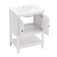 thumbnail image 5 of 24" Modern Bathroom Vanity with Ceramic Sink, Multi-Functional Bathroom Cabinet With 2 Doors And Open Shelf, Wood Single Sink Cabinet For Small Bathrooms, 5 of 9
