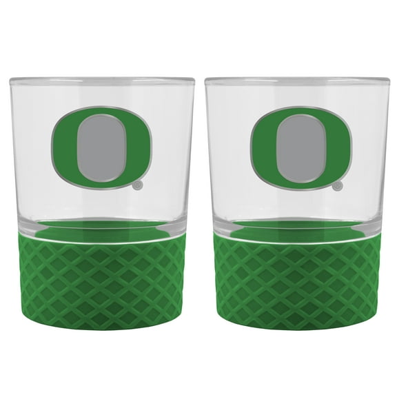 Oregon Ducks 2-Pack 14oz. Rocks Glass Set with Silcone Grip